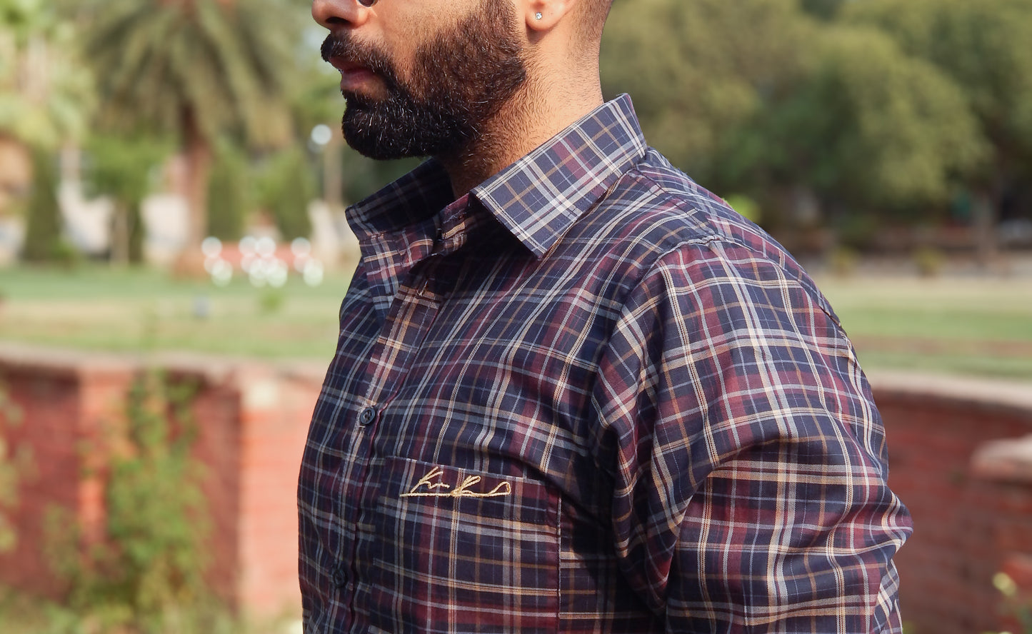 Signature Check Shirt for all - Eggplant