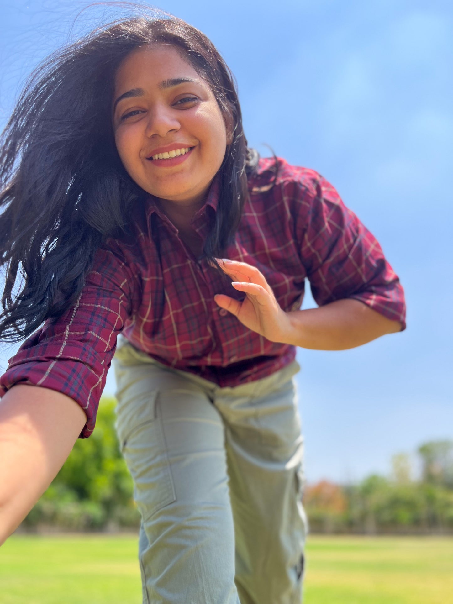 Signature Check Shirt for all - Claret Red