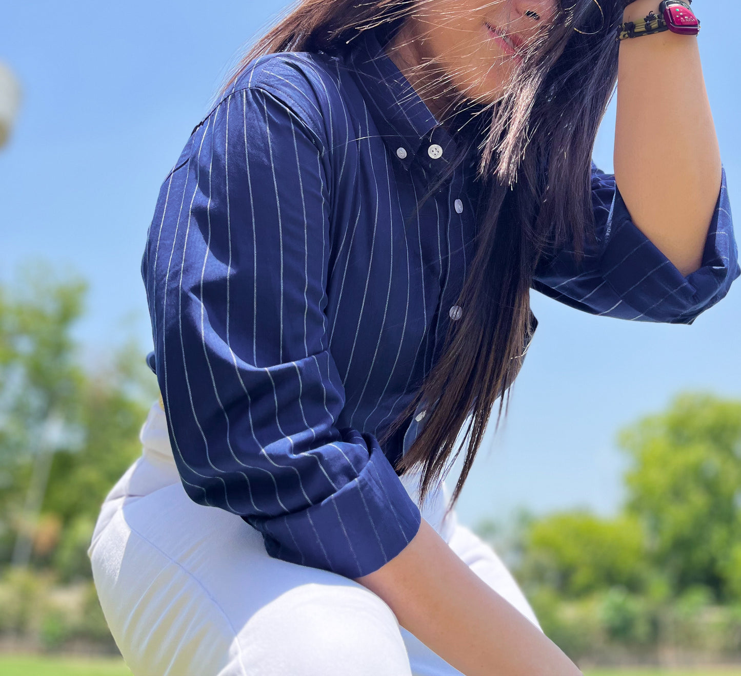 Signature Chalk Striped Shirt for all - Oxford Blue