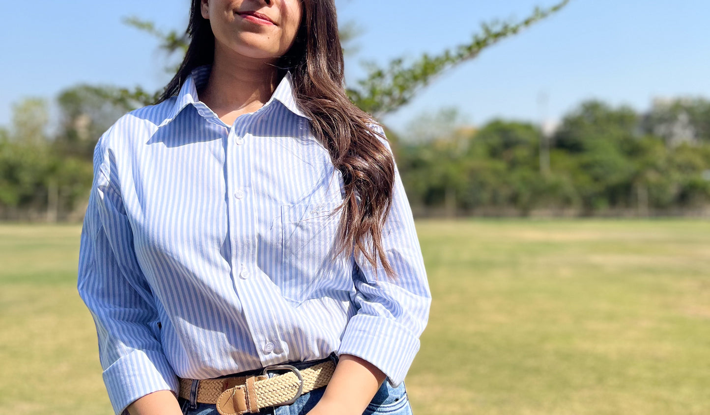 Signature Striped Shirt for all - Powder Blue